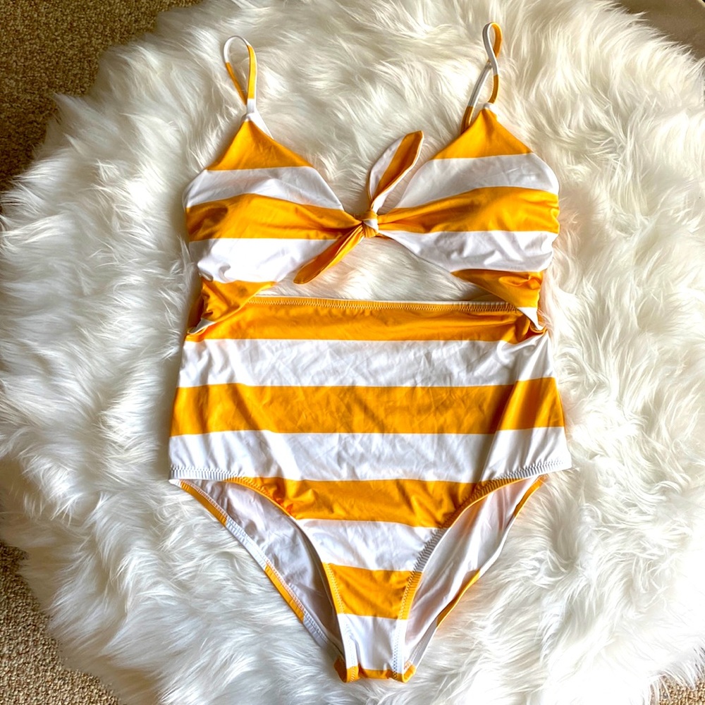Yellow & White Striped Tankini - NWOT